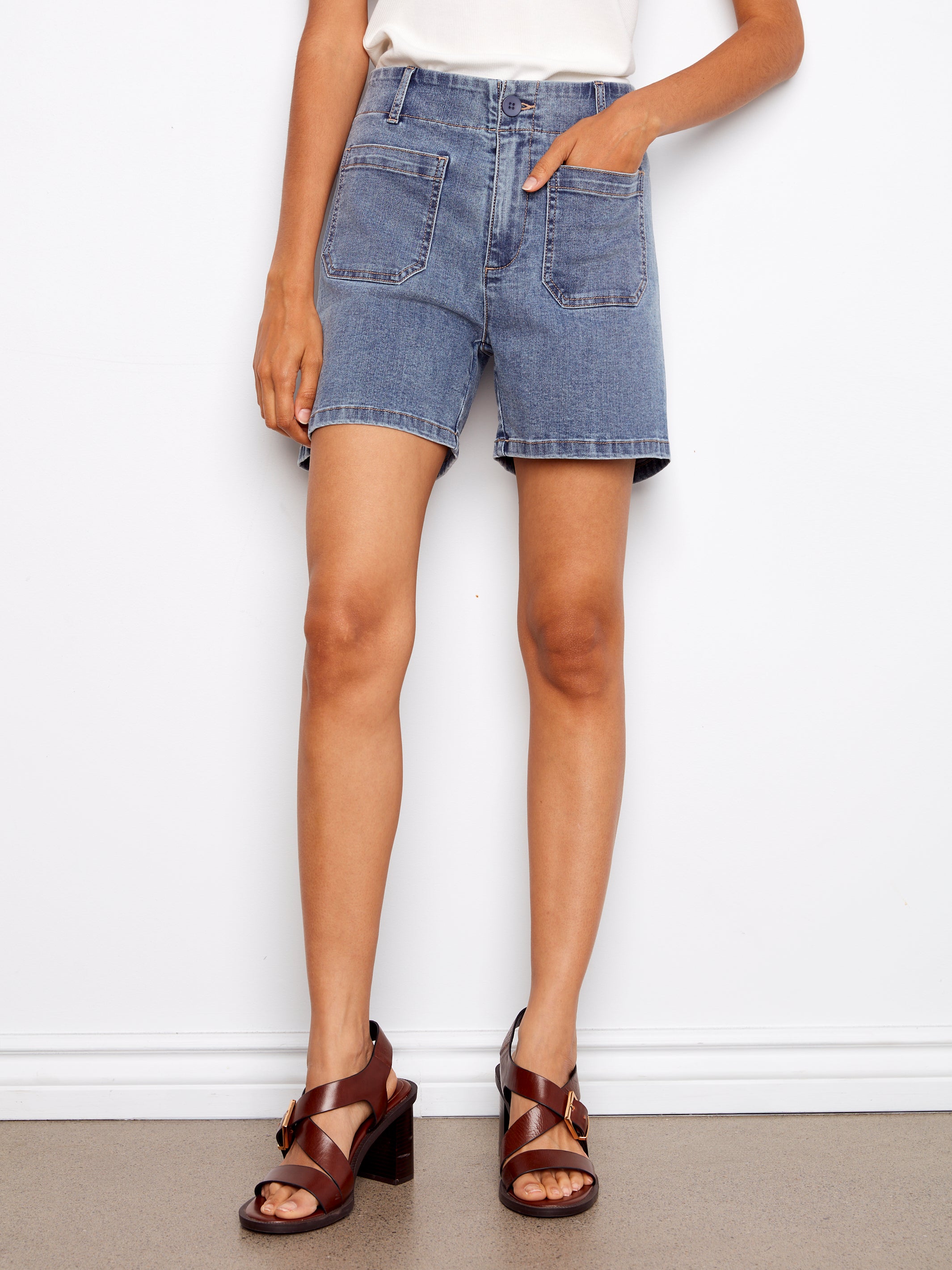 Twill Patch Pocket Shorts Medium Blue