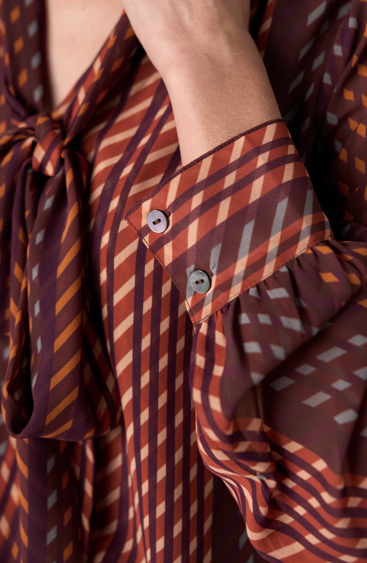 Printed Tie Neck Woven Blouse