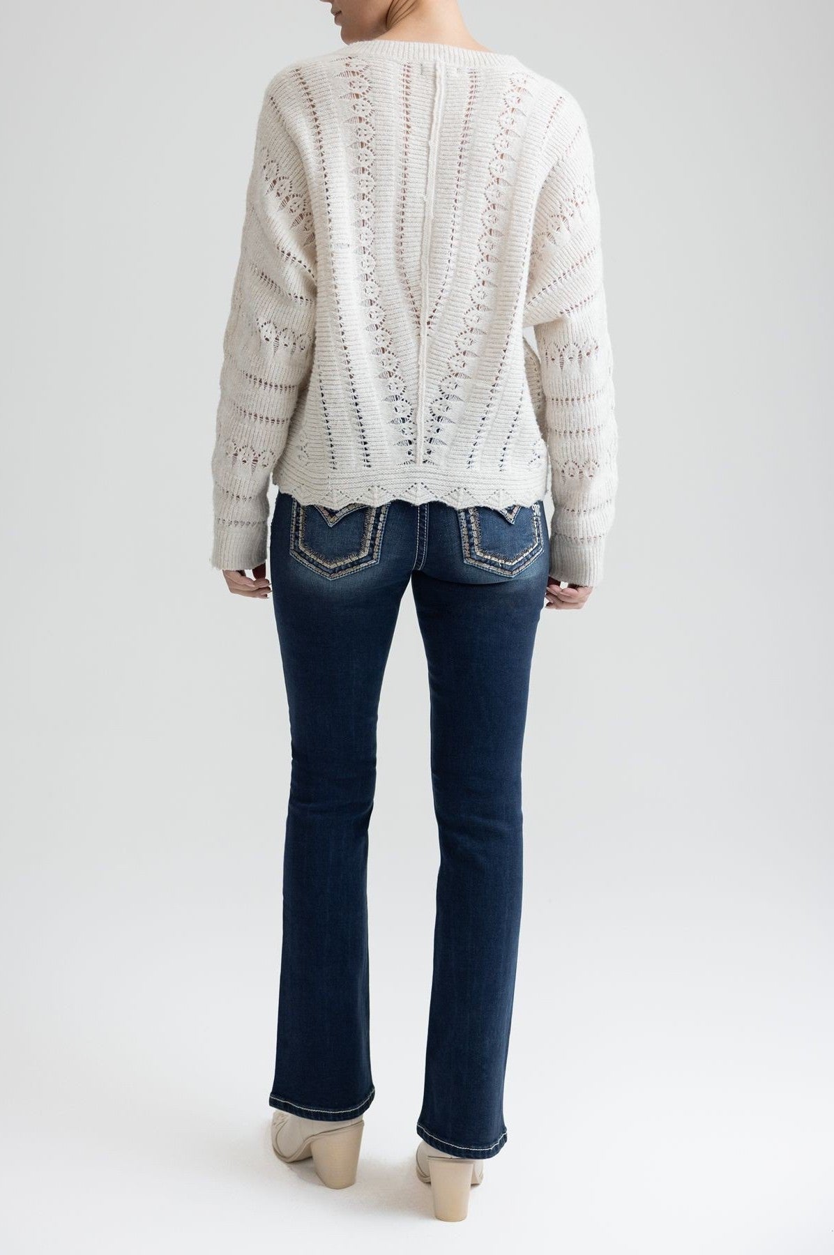 Delicate Fuzzy Pointelle Sweater Cardigan