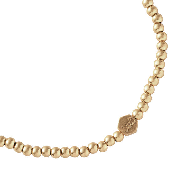 Mini Metal Stacking Bracelet Ball Beads Gold