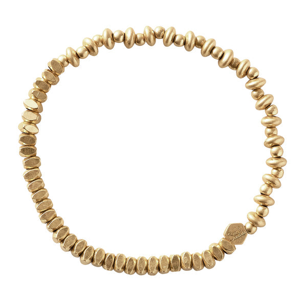 Mini Metal Stacking Bracelet Mixed Beads Gold