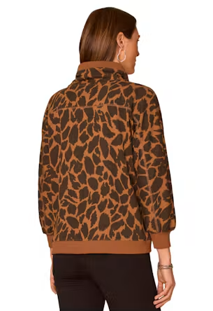 Leopard Print Cowl Neck Dolman Sleeve Sweatshirt