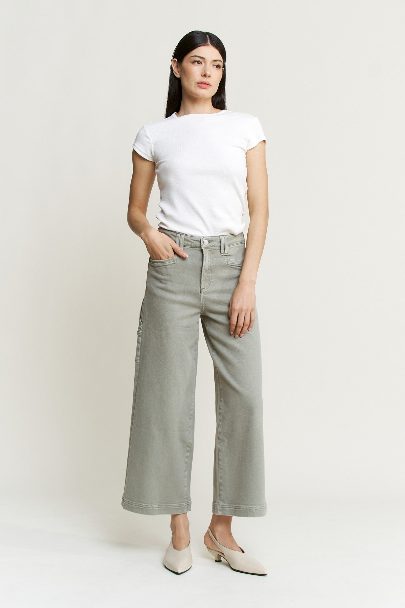 Super High Wise Cropped Utility Pants Summer Green