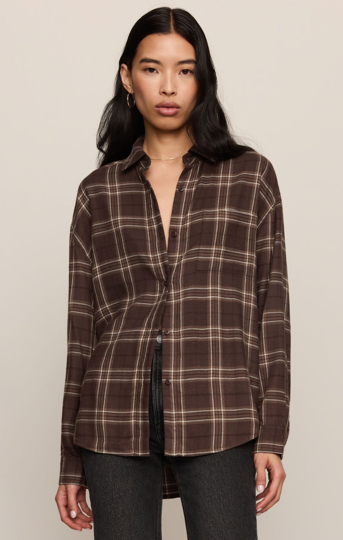 River Plaid Button Up Dark Roast