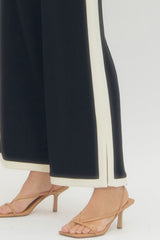 Side Stripe Pleat Pant Black