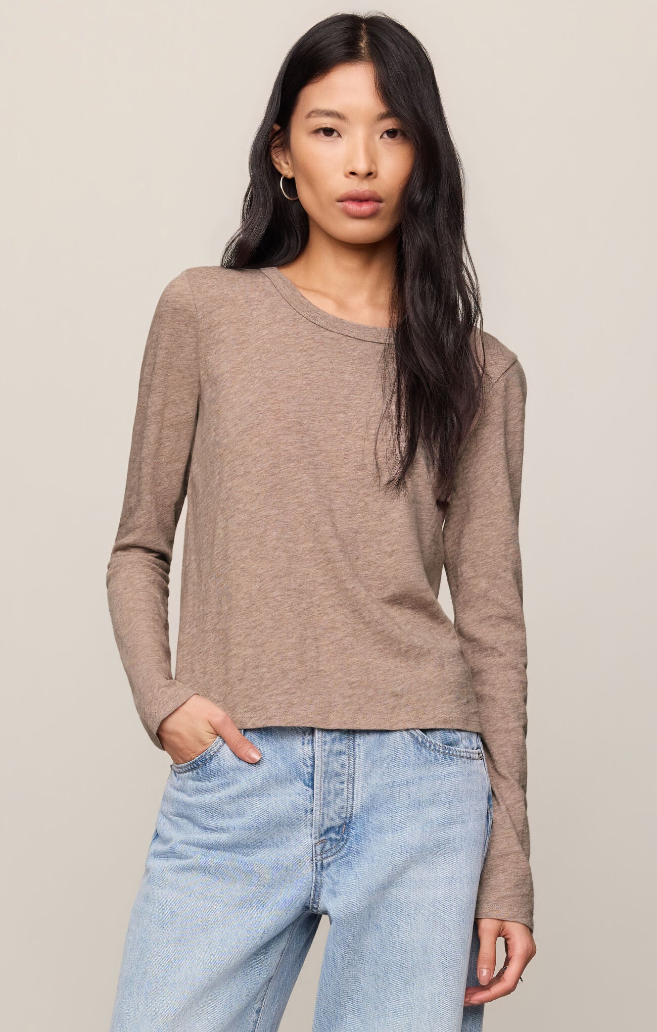 Junie Long Sleeve Tee Heather Ash