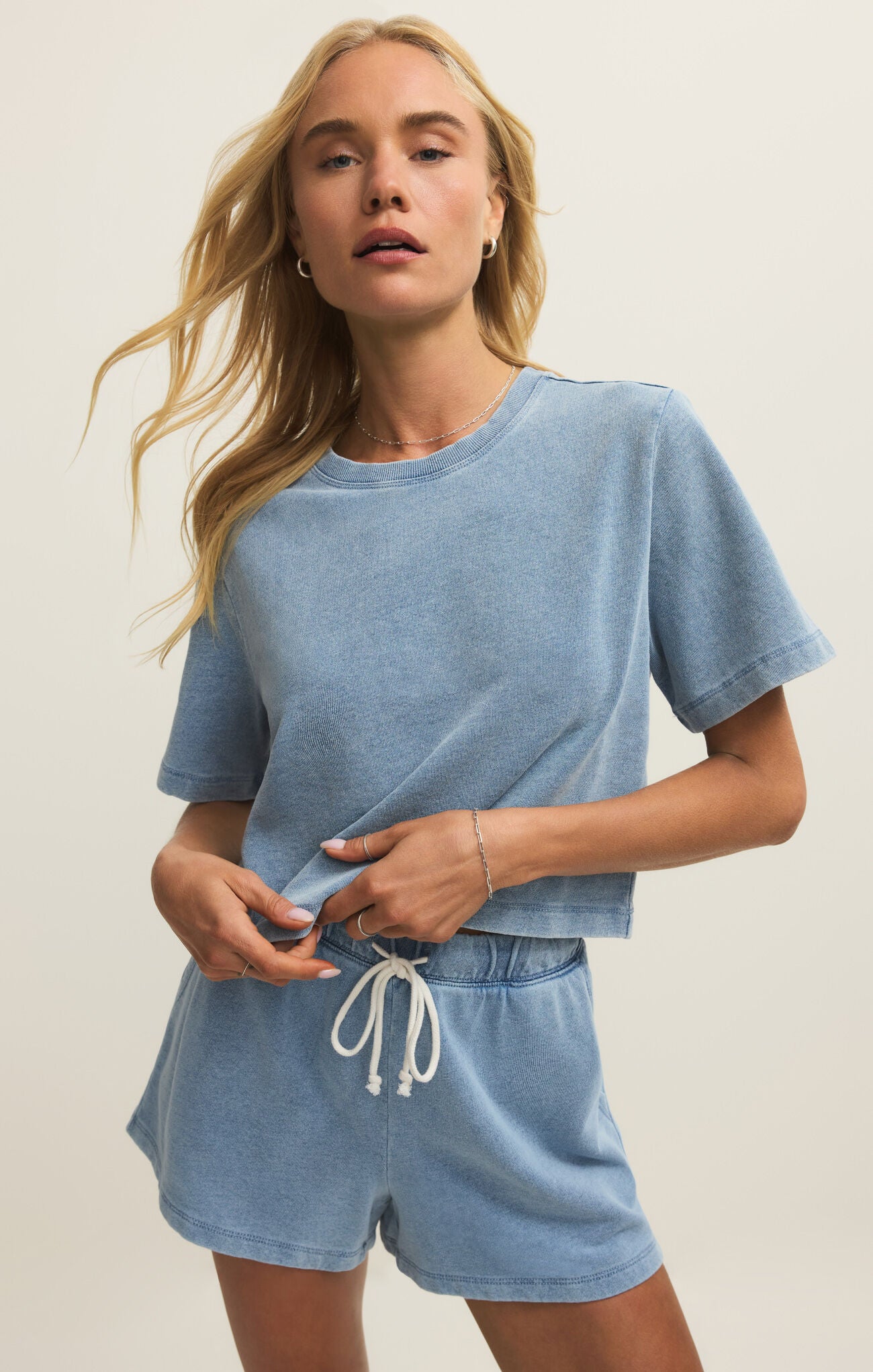 Curran Knit Denim Sweatshirt Ocean Air Indigo