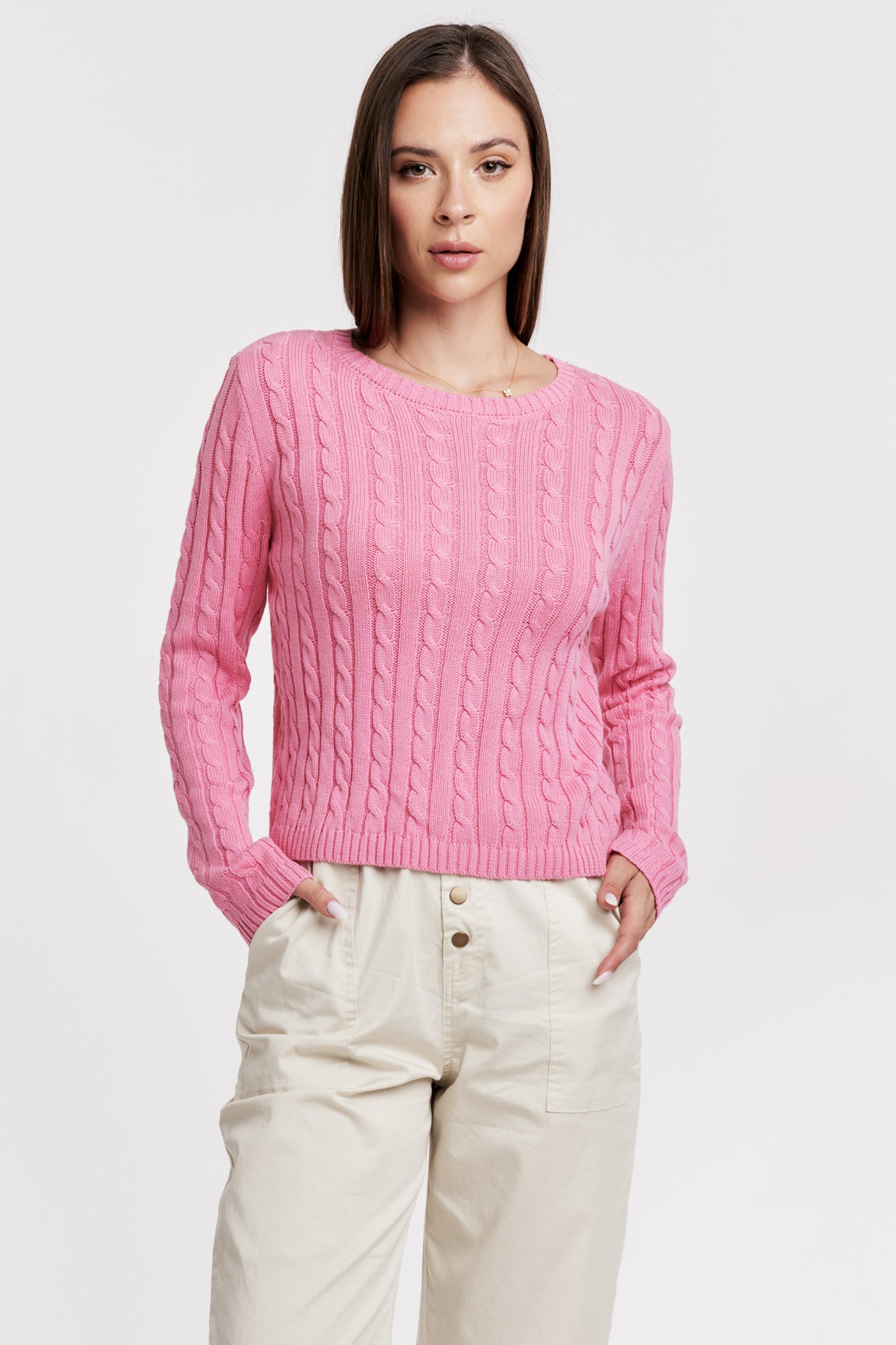 Lupe Cable Knit Sweater Soft Cherry