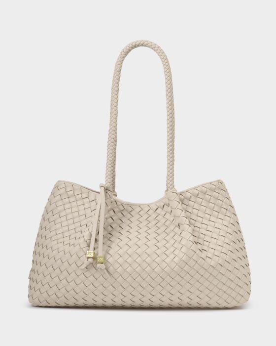 Nova Woven Small Shoulder Tote Oyster