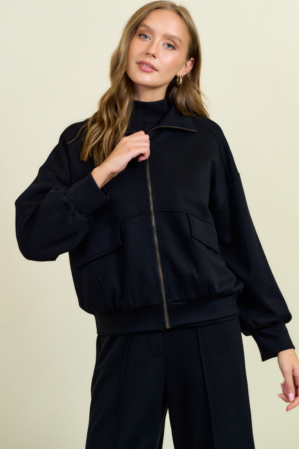 Brushed Modal Flap Pocket Jacket Black