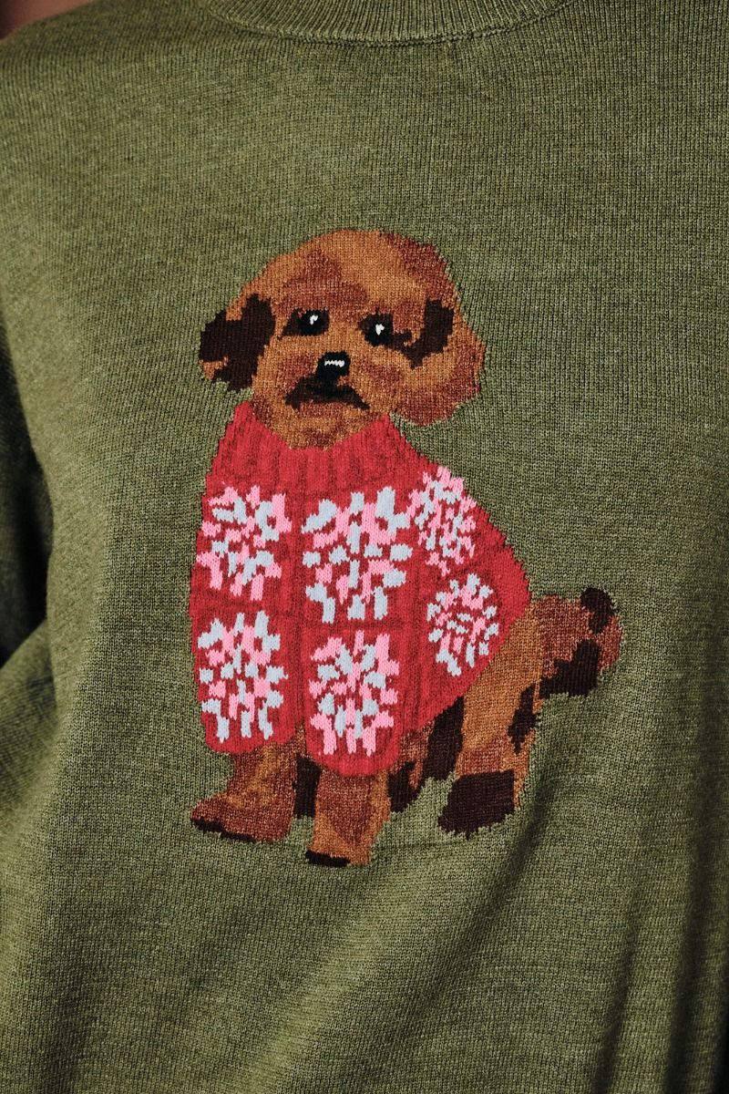 Charlie Poodle Dog Sweater Olive