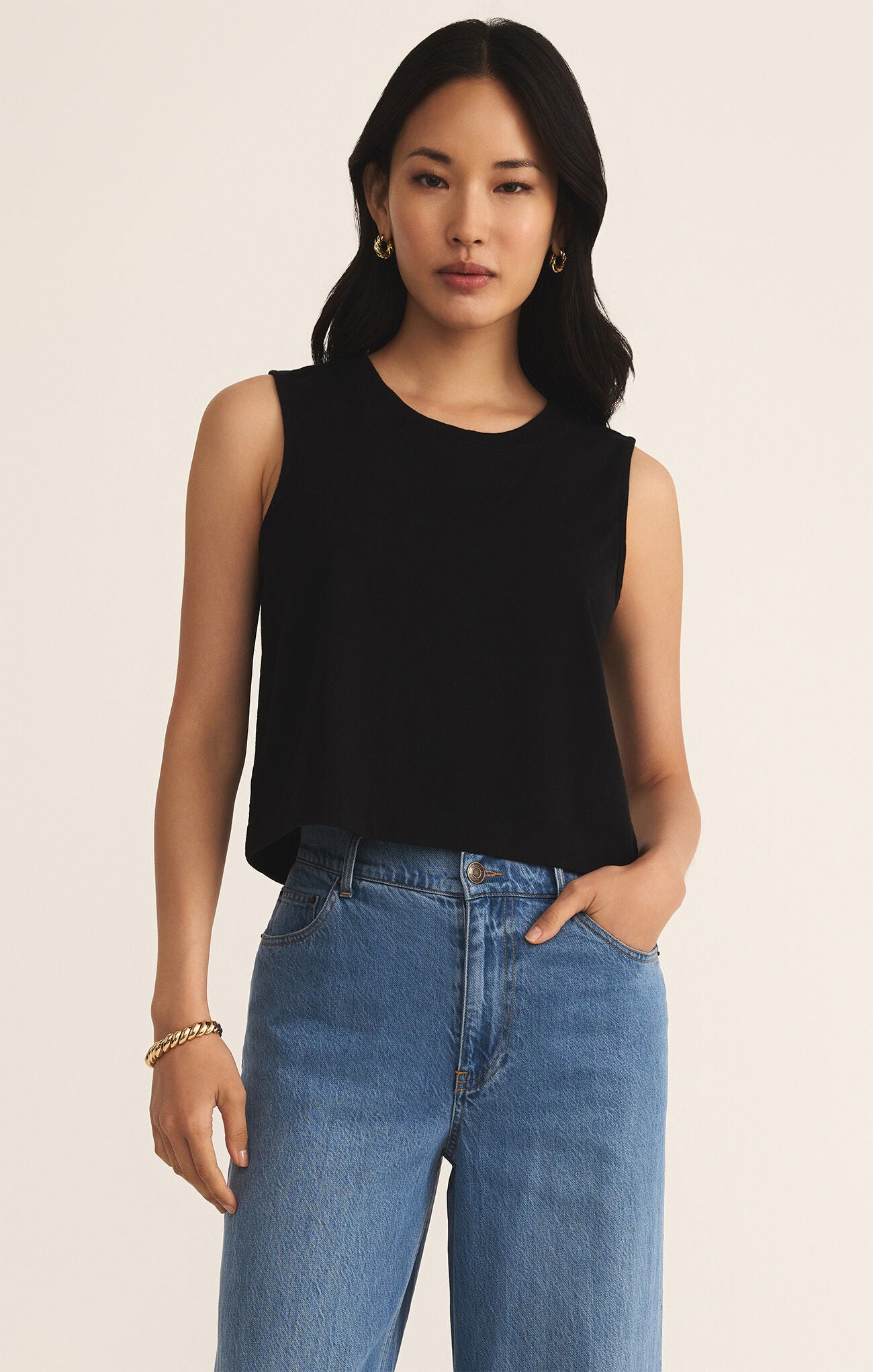 Sloane Crew Neck Jersey Muscle Tank True Black