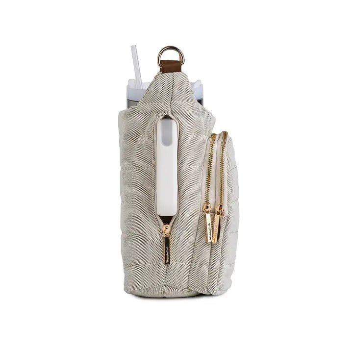 HydroBag Handle Crossbody Dark Oatmeal Canvas | Leather