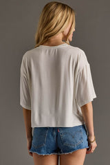 Play Something Country Cropped Graphic Tee White
