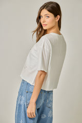 Tonal Embroidered Cotton Slub Tee Off White