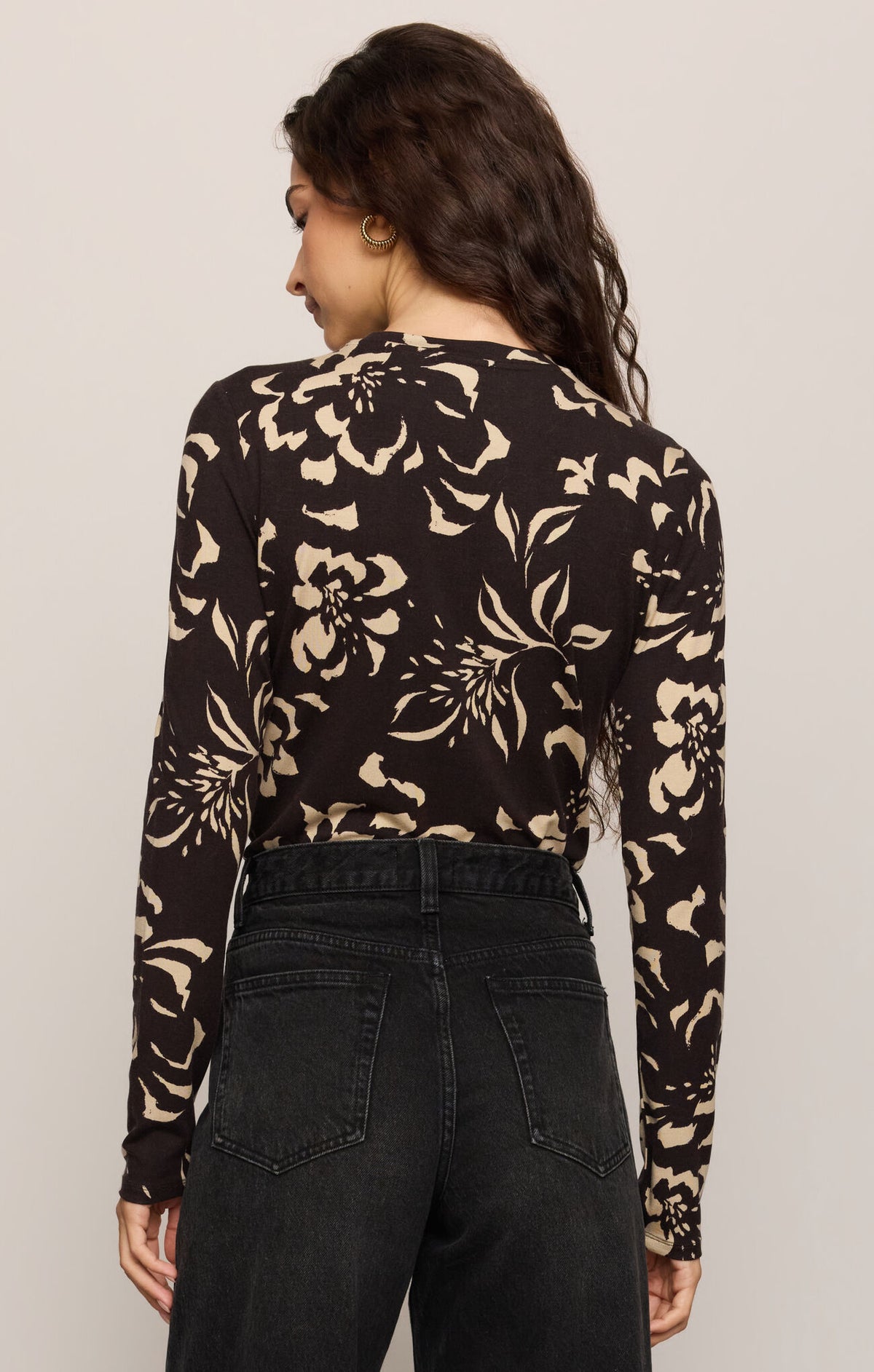 Onyx Freya Floral Top Dark Roast