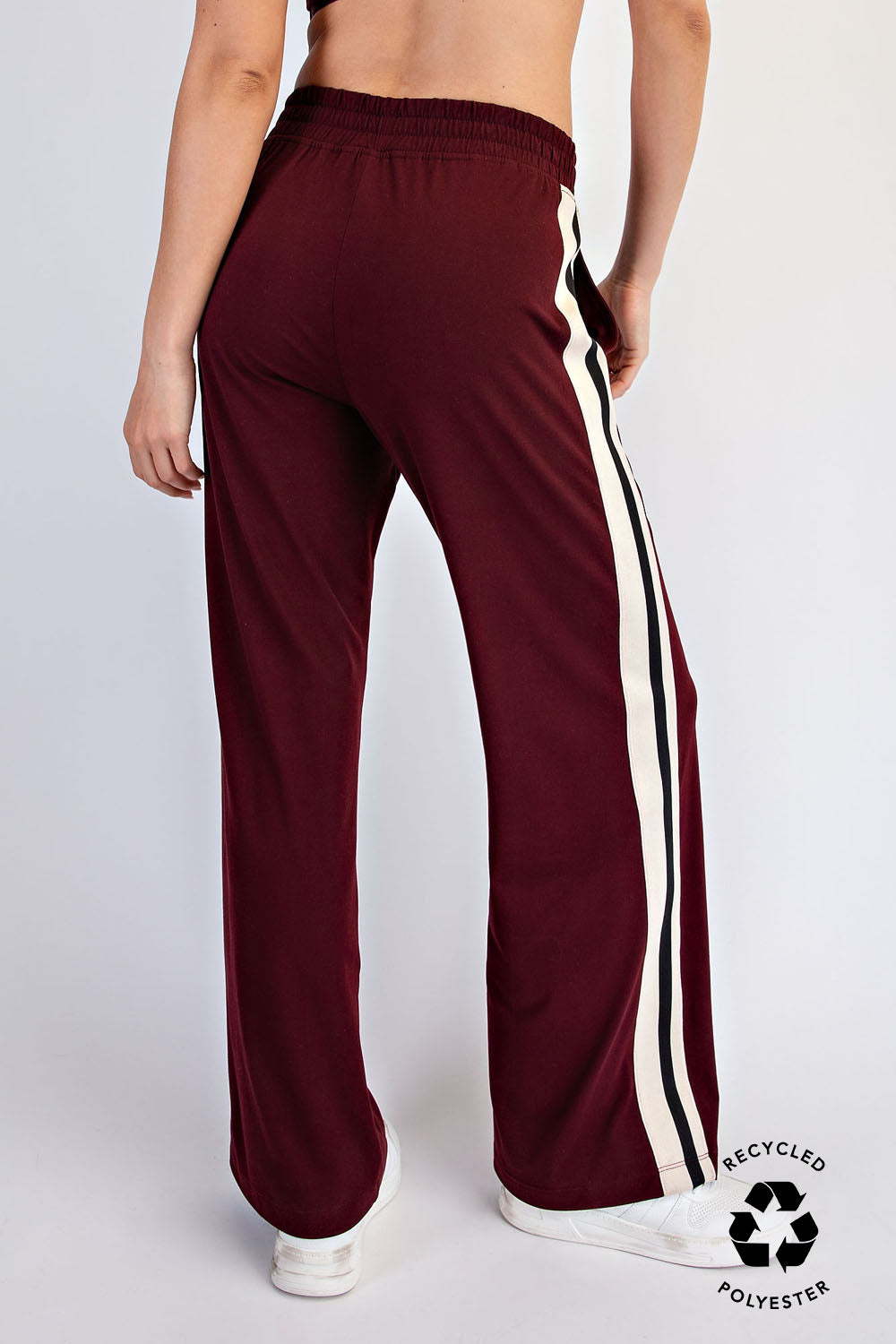 Butter Soft Side Striped Straight Track Pants Dark Cherry