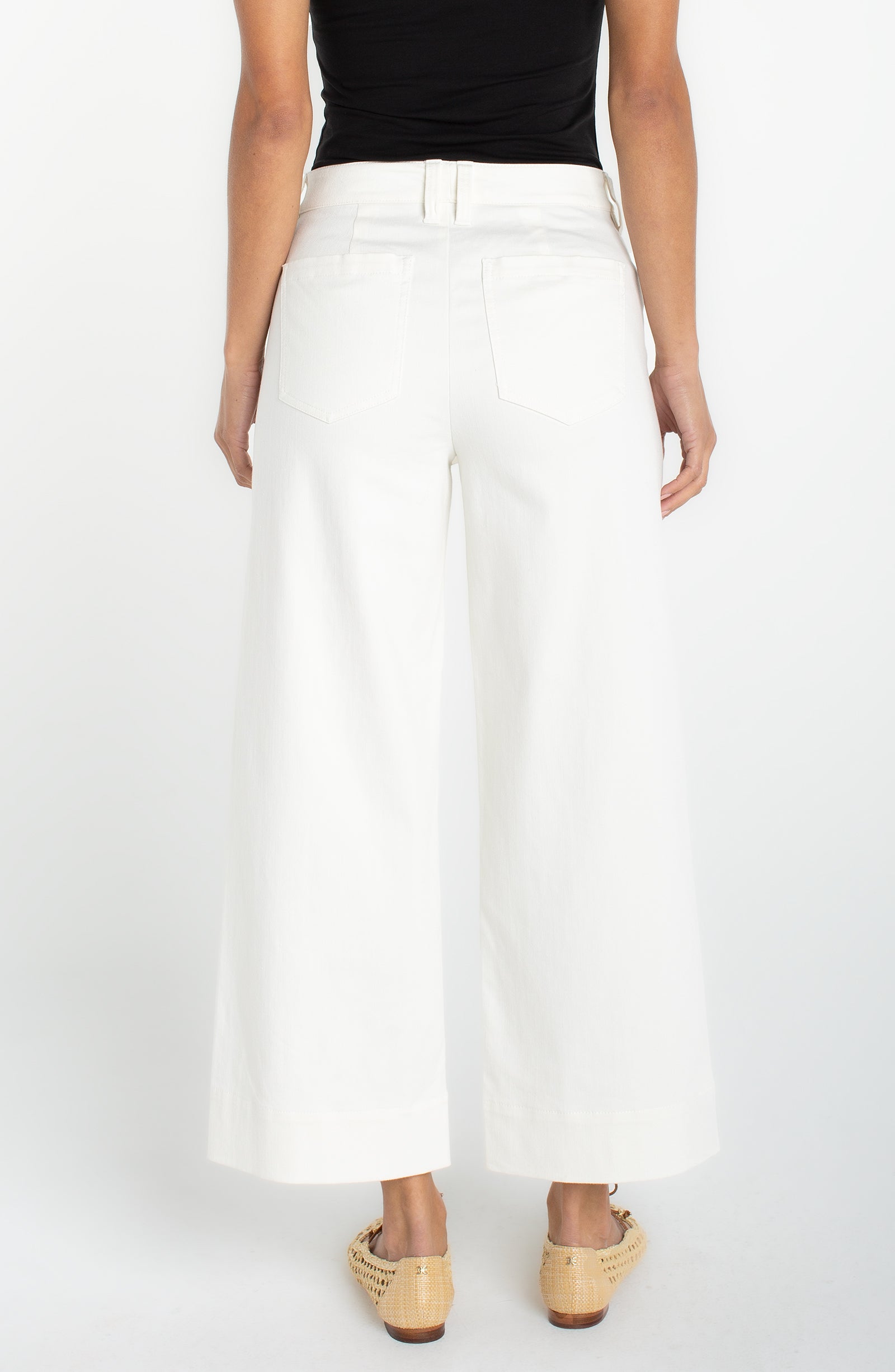 Welt Pocket High Rise Crop Wide Leg Whipped Cream