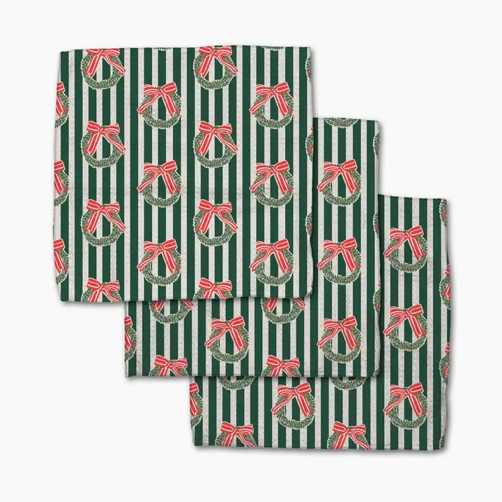Geometry Dishcloth Set Green Wreaths