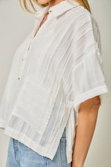 Texture Oversize Relaxed Button Down Shirt Off White