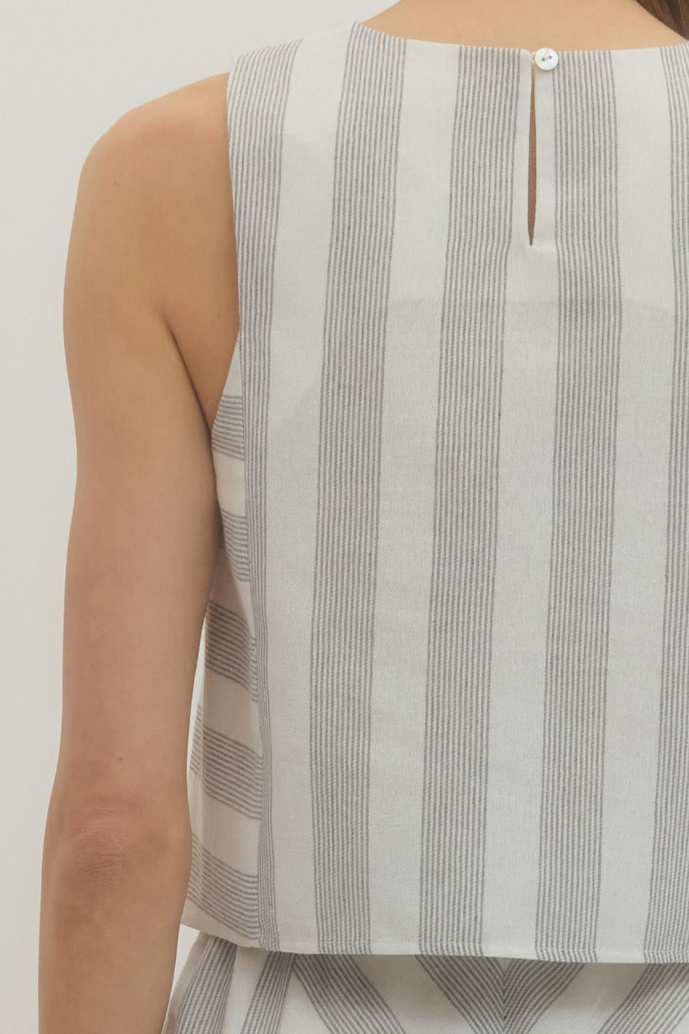 Multi Stripe Top Grey