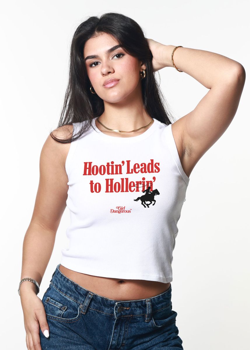 Hootin' Leads To Hollerin' Ribbed Crop Tank White