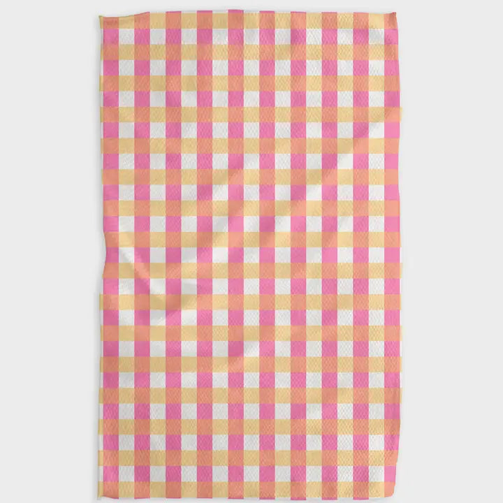 Geometry Tea Towel Table For Two Pink