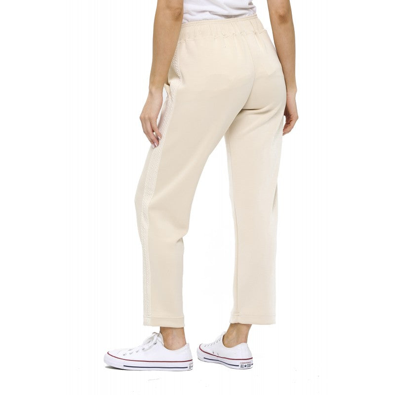 Cable Detailed Scuba Straight Leg Pants Cream