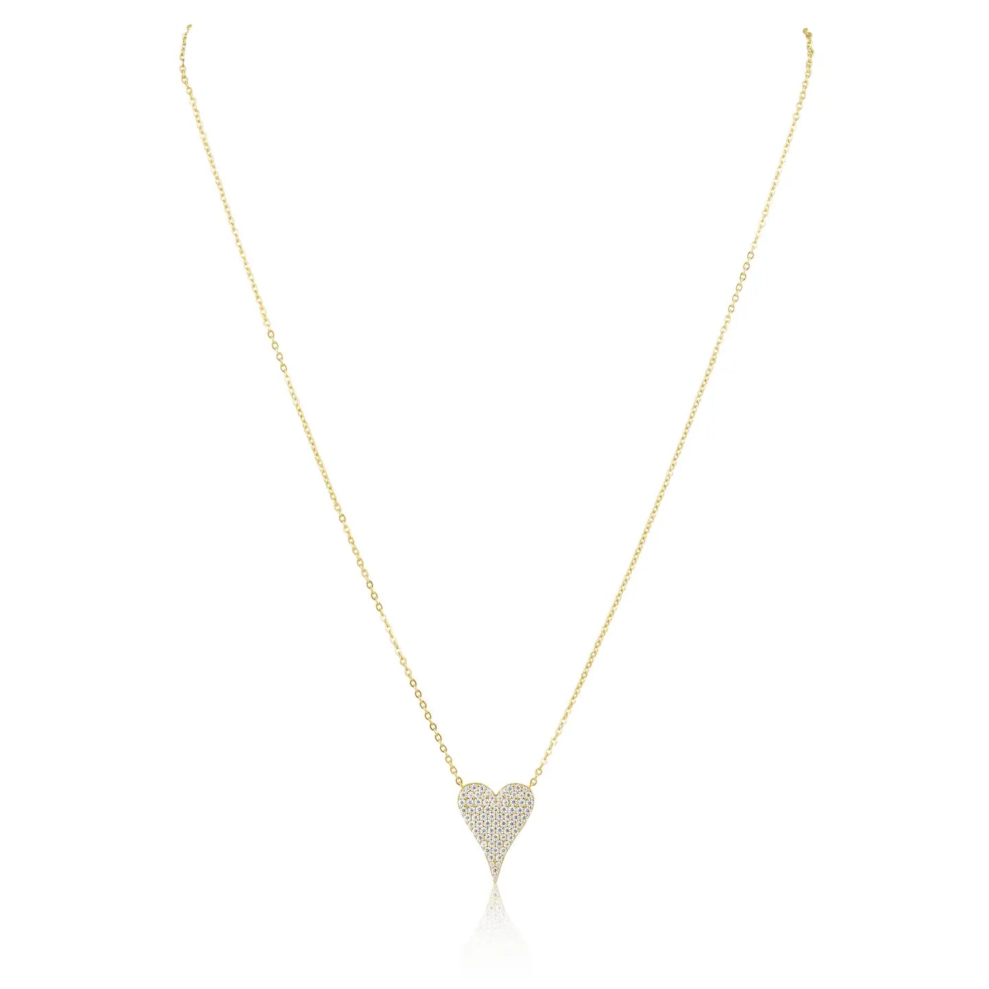 Sara Pave Heart Necklace Gold 20mm