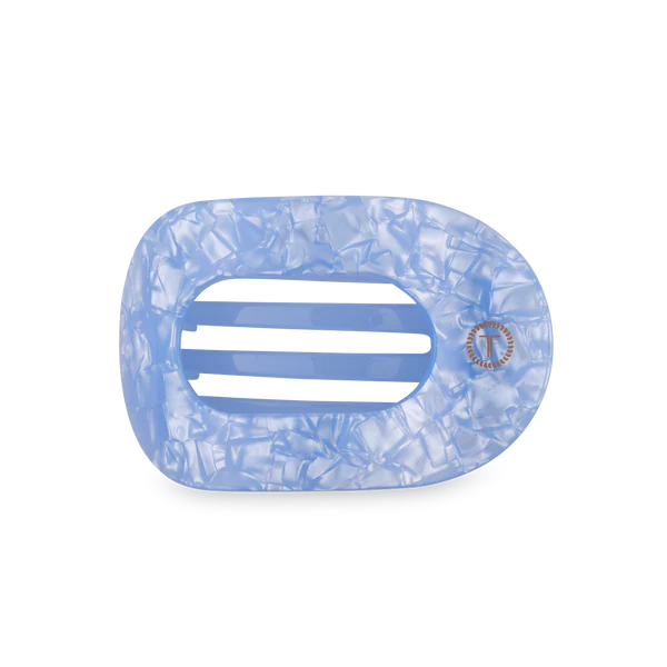Teleties Small Flat Round Hair Clip Blue Lagoon
