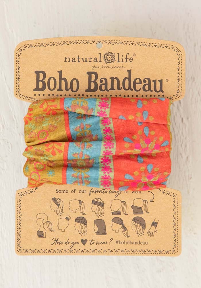 Full Boho Bandeau Red Floral Stripes