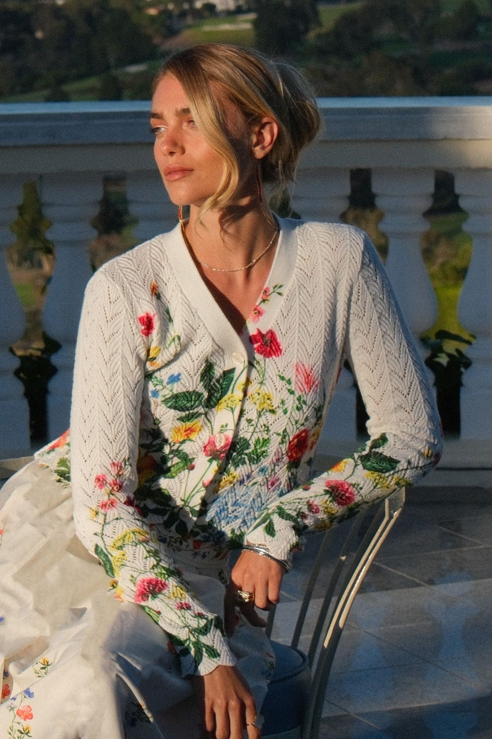 Floral Garden Chevron Knit Cardigan Multi