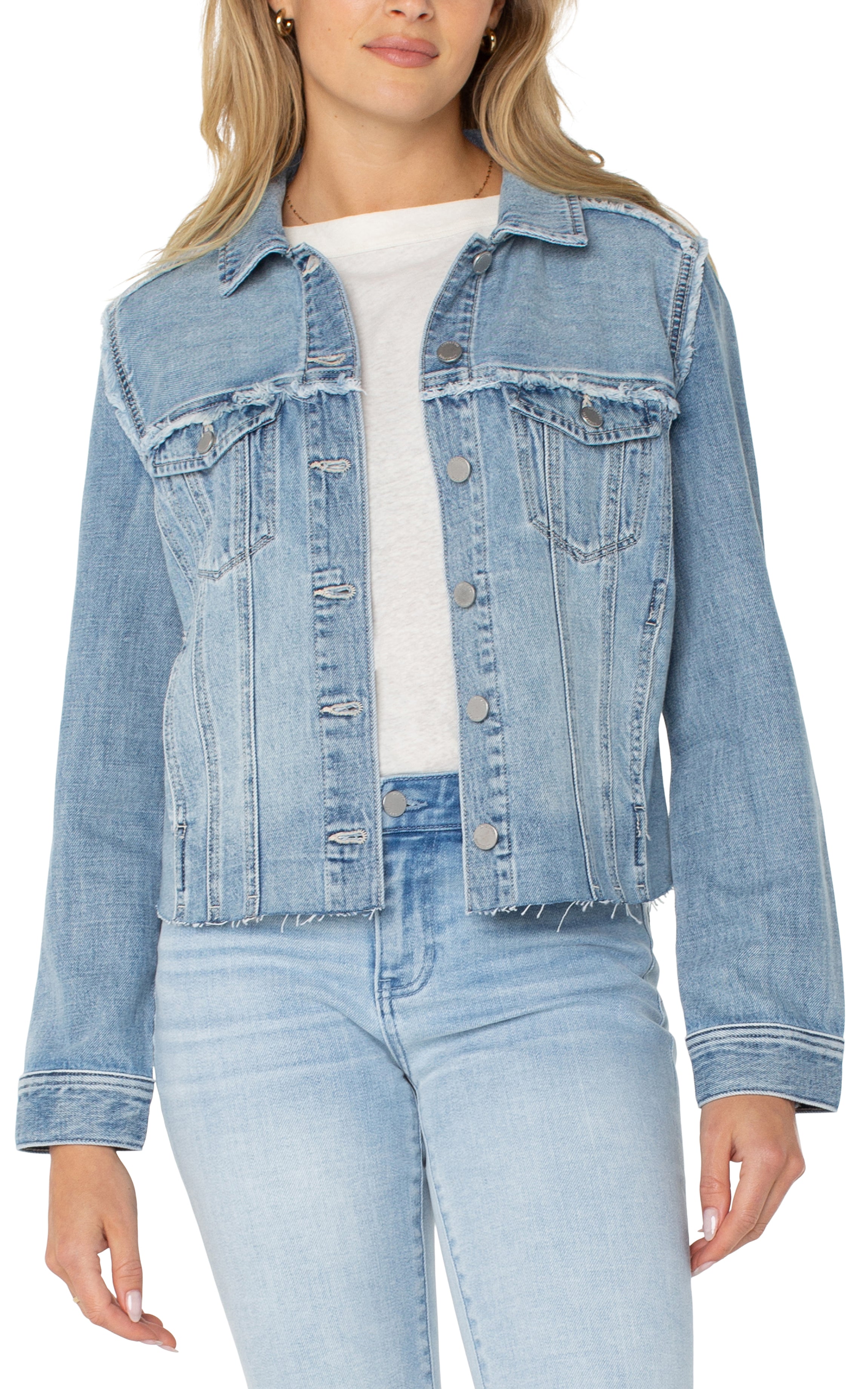 Multi Fray Trucker Jacket Newport Bay