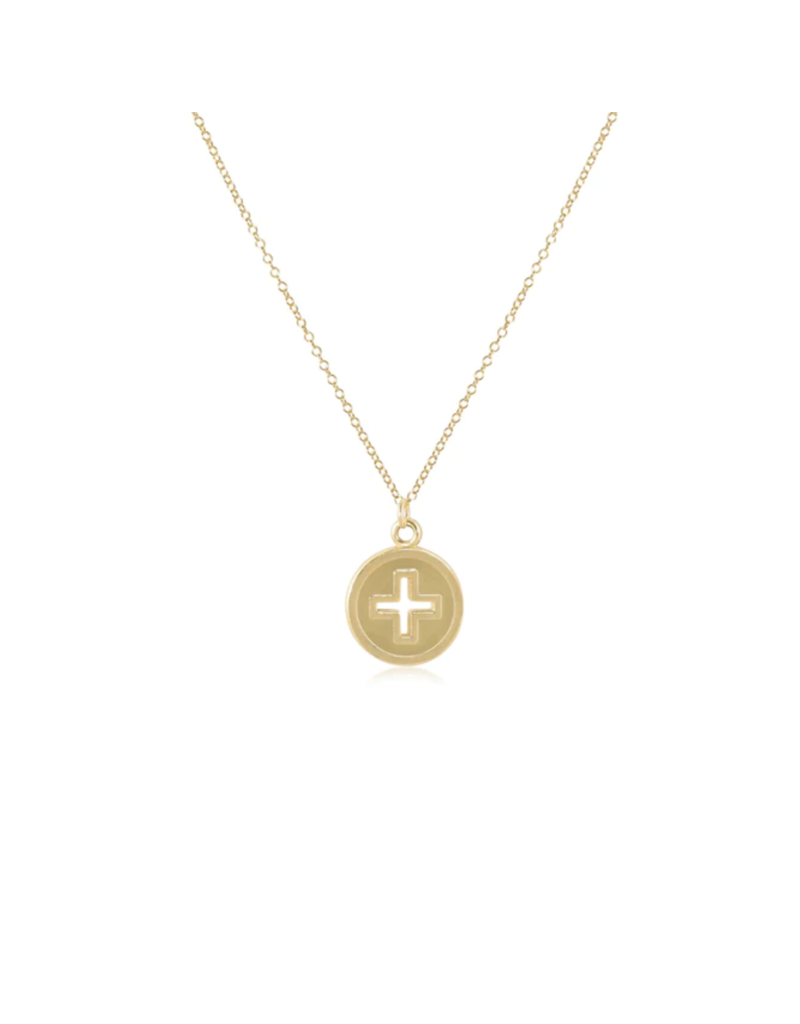 16" Gold Necklace Signature Cross Gold Disc
