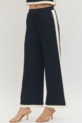 Side Stripe Pleat Pant Black