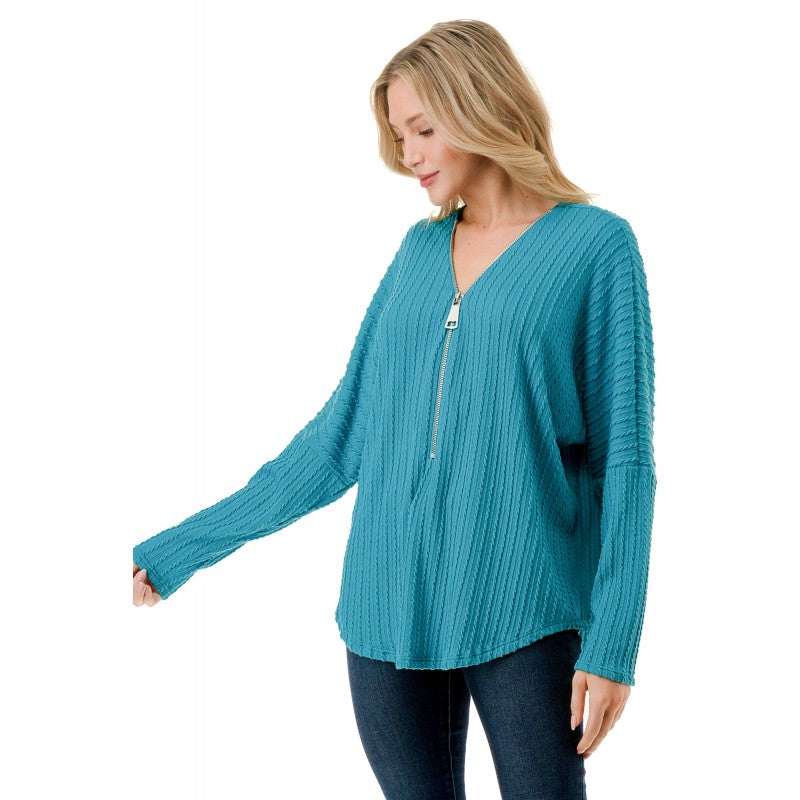 Dolman Zipper Top Turquoise Mini Cable