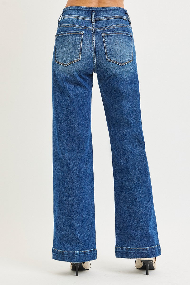 Tummy Control High Rise Wide Leg Bow Waistband