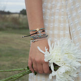 Well Wishes - The Little Flower Bracelet Tan + Gold