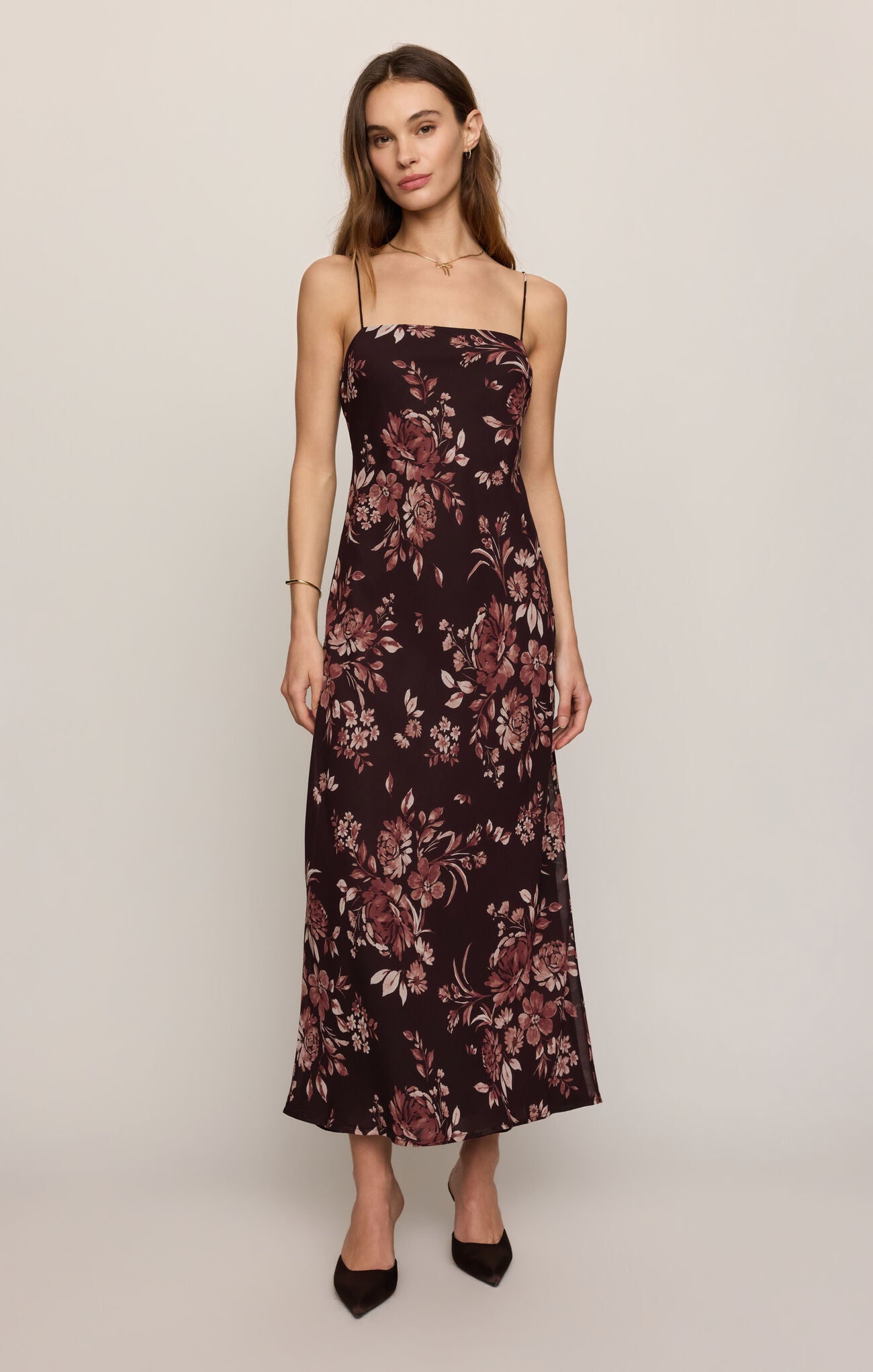 Velina Rhea Floral Maxi Dress Berry Noir