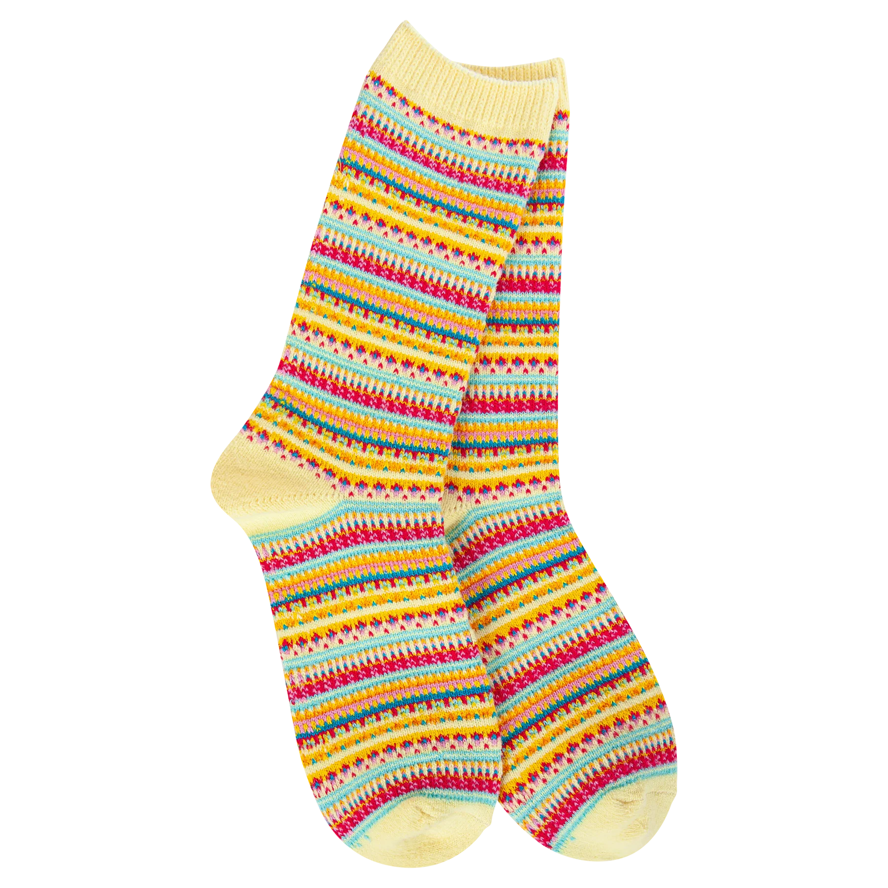 Boho Crew Socks Yellow Stripe