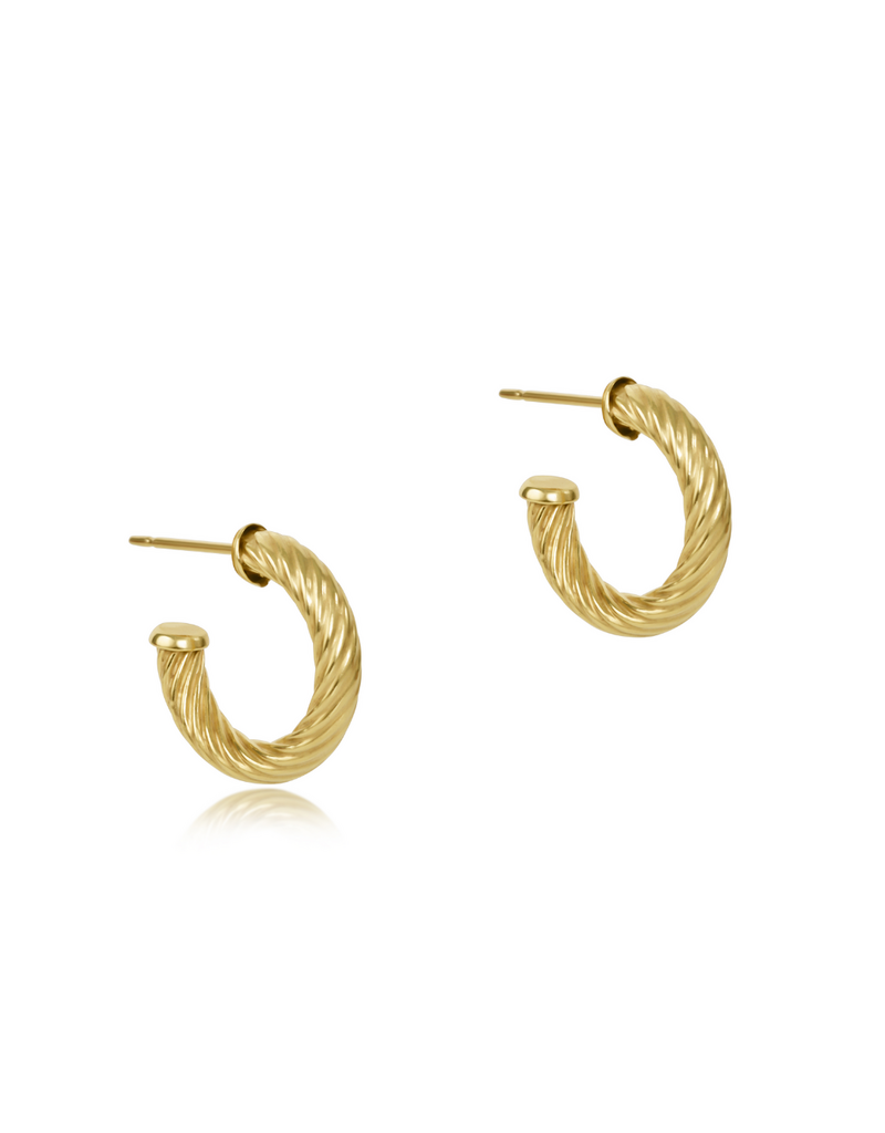 Round Gold 0.5" Post Hoop 4mm - Textured Twist