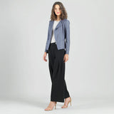 Classic Leather Knit Moto Jacket Charcoal