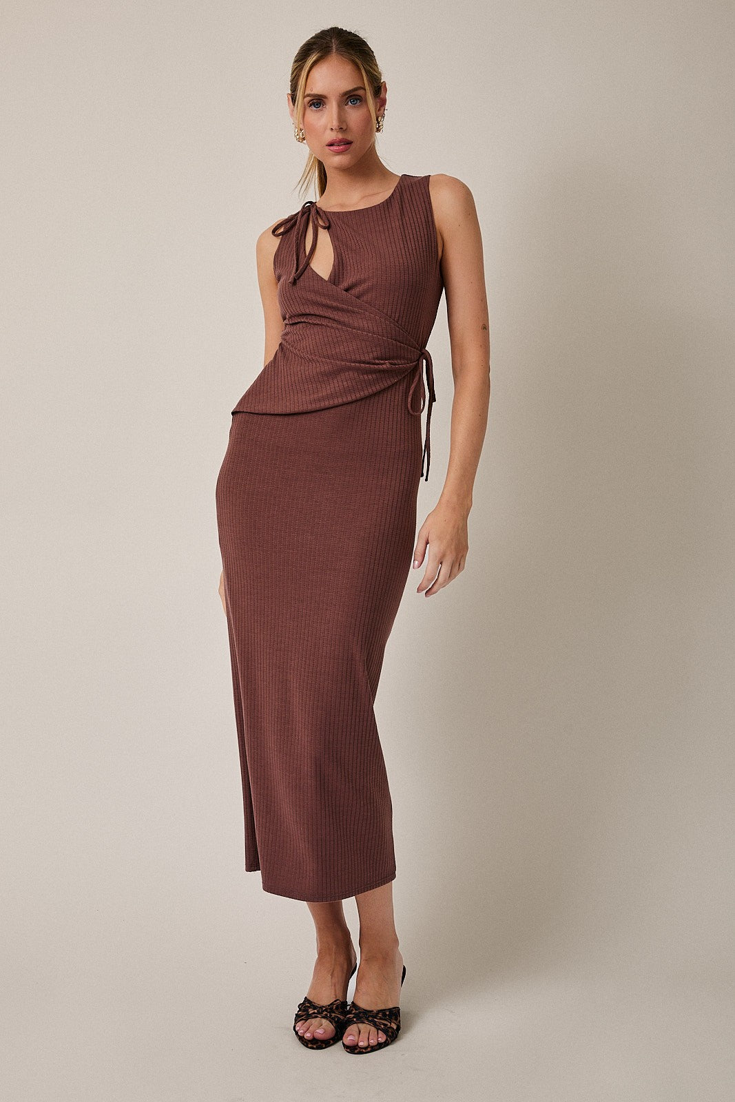 Side Shoulder Ties Wrap Maxi Dress Coco