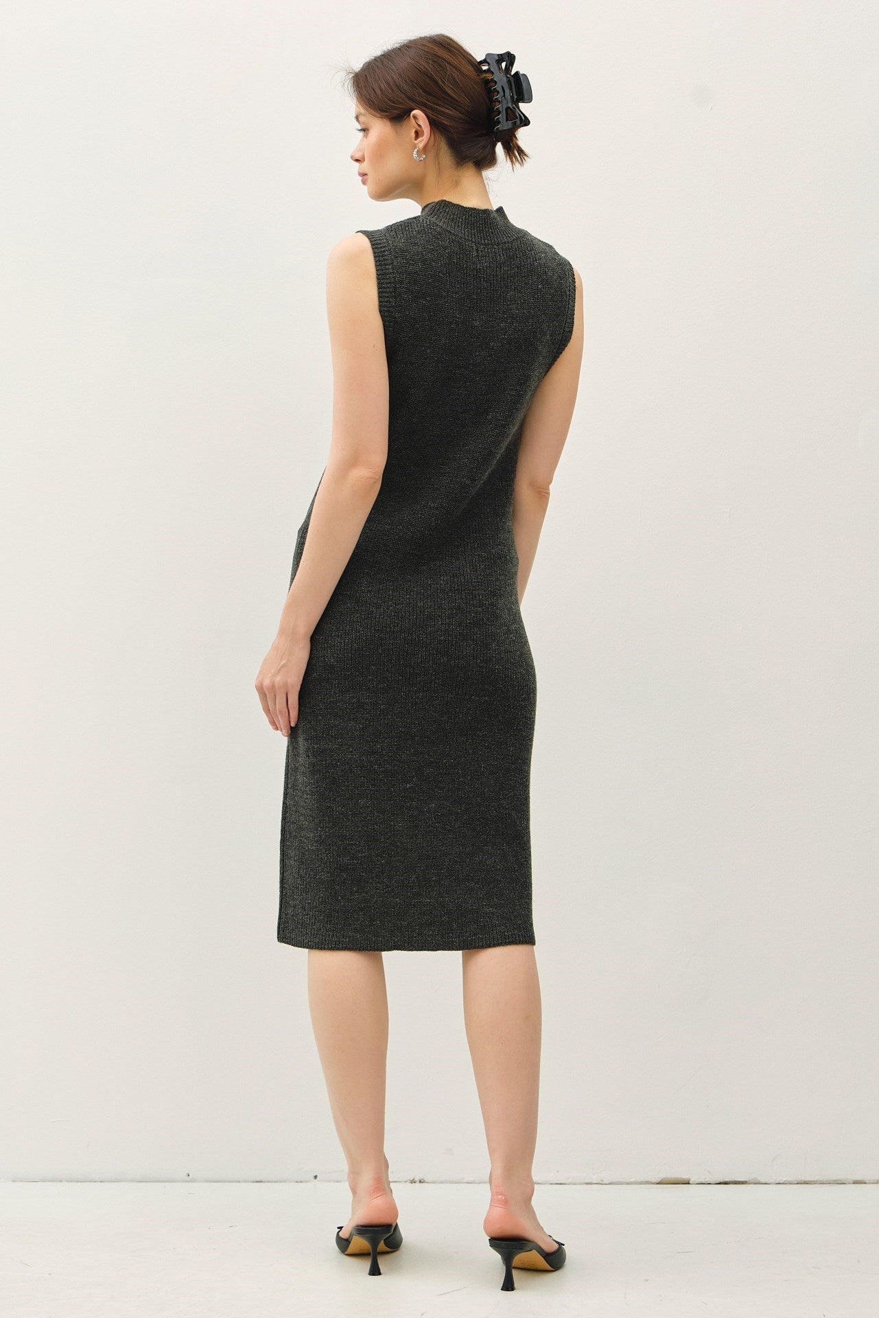 Turtleneck Sweater Tank Dress Charcoal