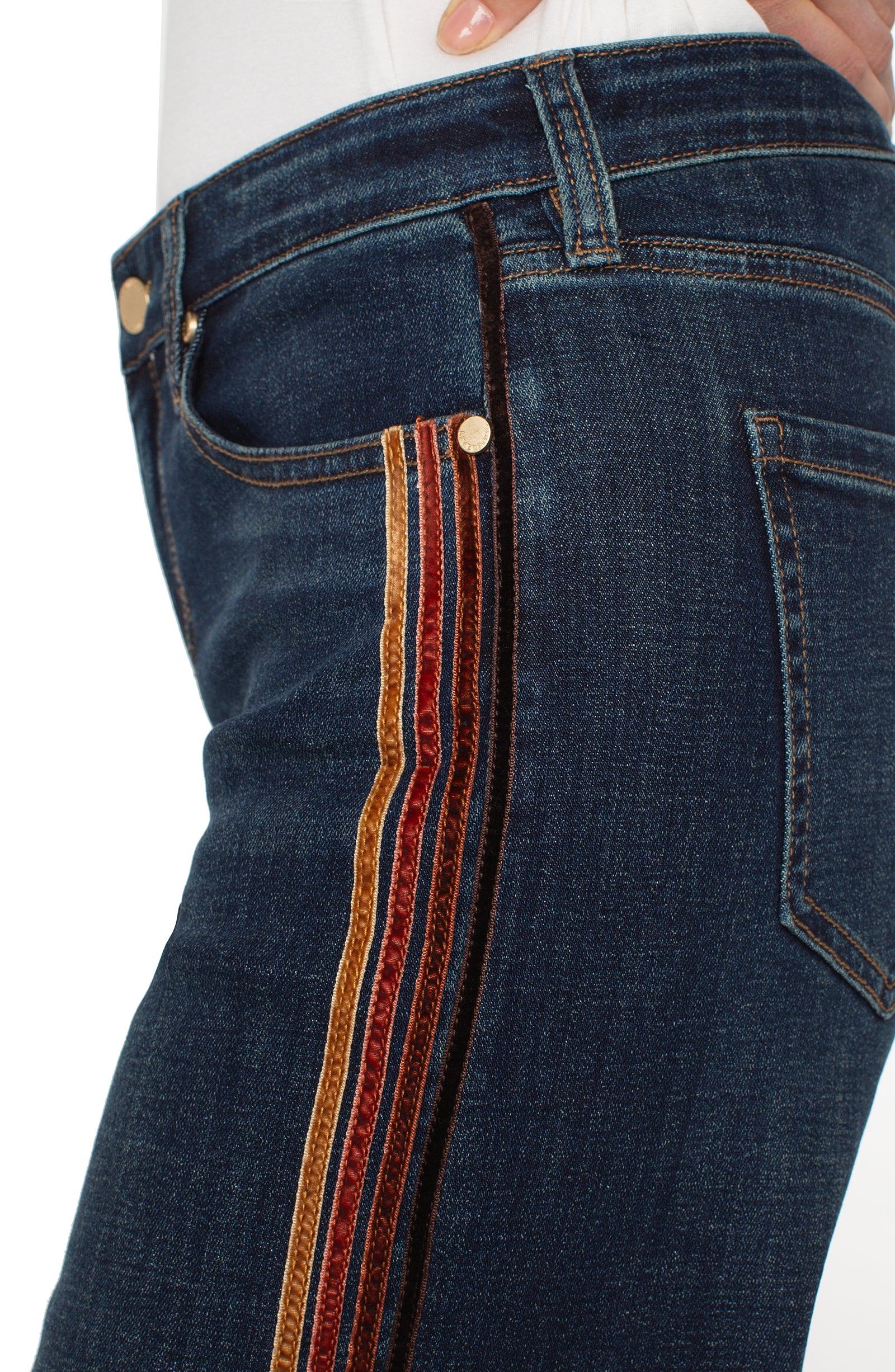 Velvet Trim Stride Wide Leg Jeans Eastmoor