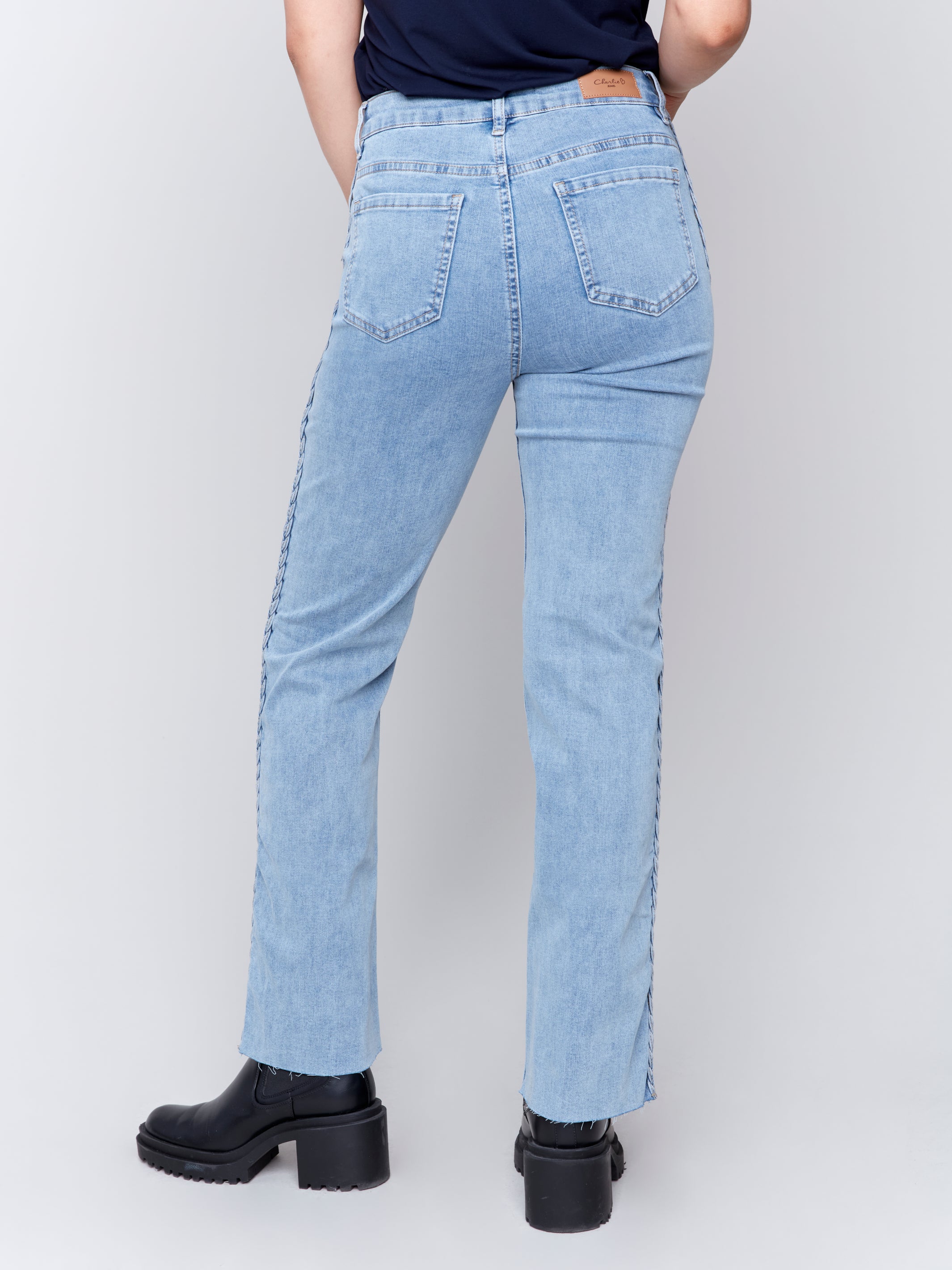 Braided Side Tape Jeans Light Blue