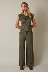 Drape Neck Modal Top Olive
