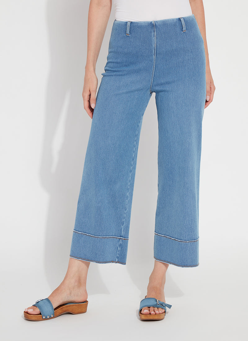 Margo High Waist Wide Crop Denim Pants Bleached Blue
