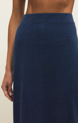 Gail Jersey Denim Midi Skirt Indigo