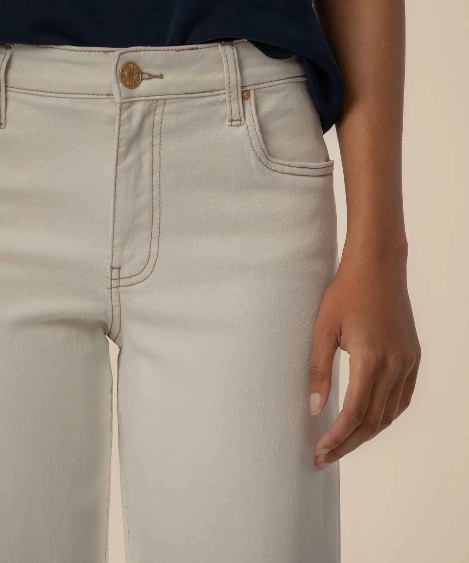 Charlotte Wide Leg Raw Hem Jeans Ecru